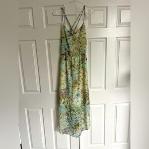 BCBGMaxAzria Floral Maxi Dress in Mint and Yellow